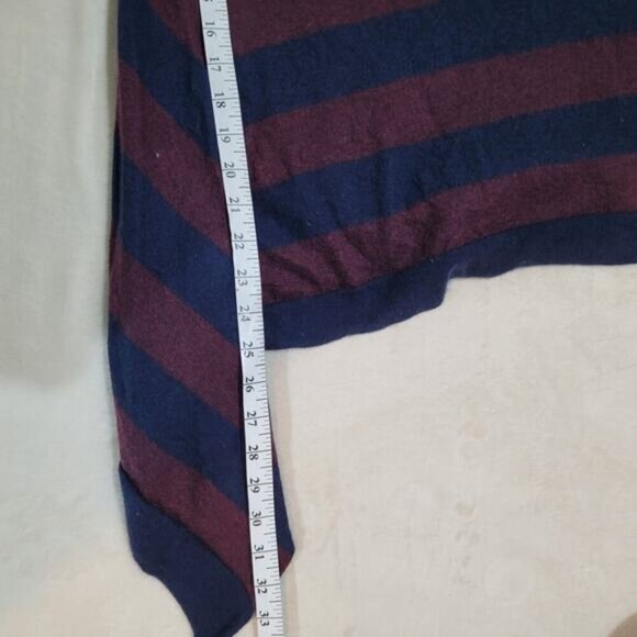 Autumn Cashmere Burgundy and Navy Striped 100% Cashmere Sweater - Size Medium - Picture 8 of 8